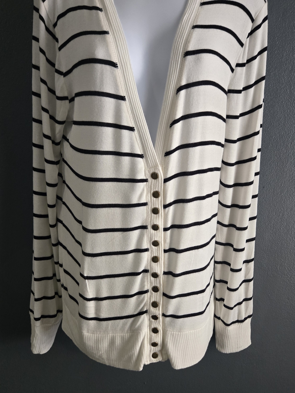 Zenana Outfitters Striped Button Down Clean Girl Minimalist Cardigan XL